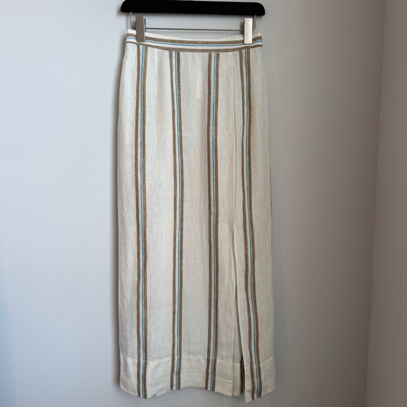 NWT Madewell  Column Striped Maxi Skirt in 100% Linen Olive Surplus Stripe SZ XS - Picture 5 of 9